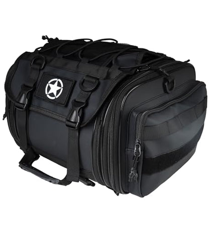 Motorcycle Travel Luggage Bags, Expandable Rear Tail Saddle Bag | 40L Storage Capacity, Helmet Bag, With Straps, Motorbike - style: Saddle Middle Bag