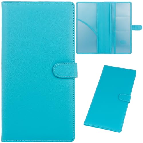 Car Registration and Insurance Holder, 2 Pack Leather Vehicle Glove Box Organizer with Magnetic Shut for Document, Cards, Driver License, Pink and Turquoise Bundle