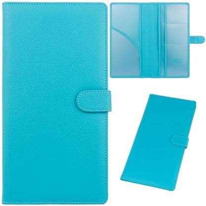 Car Registration and Insurance Holder, 2 Pack Leather Vehicle Glove Box Organizer with Magnetic Shut for Document, Cards, Driver License, Pink and Turquoise Bundle