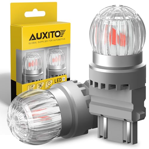 AUXITO 3157 LED Bulbs Red Brake Light, 400% Brighter 1;1 Size, 3156 3056 3057 3457 4057 4157 Lights for Tail Light, Brake Lights, Side Marker Parking Light, Pack of 2 - color: Red, size: 3156/3157