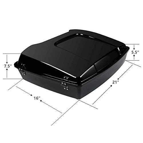TCMT Razor Motorcycle Trunk Box Backrest Pad Fit For Harley Touring 1997-2013 Road Glide Street Glide Electra Glide Road King(Black Latches) Pack Trunk - color: BLack Lacthes Trunk+Backrest