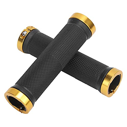 1 Pair Bike Handlebar Grips, Lightweight Rubber Handlebar Sleeve for Mountain Bike - color: Gold