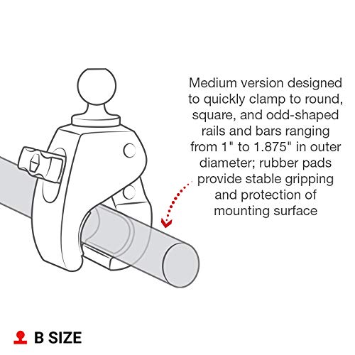 RAM MOUNTS Tough-Claw Clamp Base with B Size 1" Ball, Rail and Handlebar Mount Base for Phone, Tablet & Device Holders RAP-B-404U - style: Medium Clamp