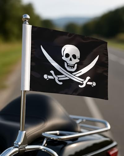 AGAS Calico Jack Rackham Pirate Motorcycle Flag 6x9 inch - Double-Sided Printed 2-Ply Durable Knitted Polyester - 0.75 inch Sleeve- Fits on 3/8" Mount Pole - color: Calico Jack Rackham