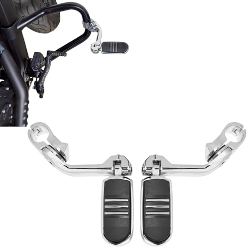 1.25'' (32mm) Highway Footpegs Fits 1-1/4" Engine Guard, Adjustable Long Angled Highway Pegs for Harley Touring Street Glide Electra Glide Road King Softail CVO Dyna Sportster (Chrome L05) - color: Chrome L05, size: LONG