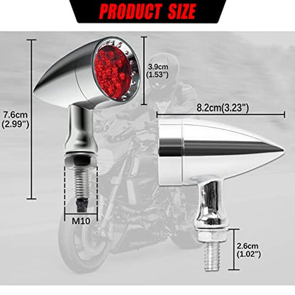 DREAMIZER 2pcs Chrome Bullet 15 LEDs Motorcycle Turn Signal Lights Front and Rear Indicator Lamps Compatible with Harley Honda Yamaha Cruiser Softail Sportster Street bike Chopper Bobber - color: Chrome#2