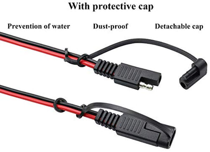 SAE Extension Cable 16 AWG Wire Harness 12V-24V DC SAE to SAE Cable with Switch Quick Connect/Disconnect Snap Action Cable for Motorcycle Cars,Camp Trailer Solar Panels(2.4m/7.8ft-Switch)