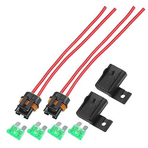 X AUTOHAUX 2 Set Inline Fuse Holder Waterproof Blade Style ATO/ATC Holder 30A 12A Gauge Wiring Harness with Cover for Automotive Marine