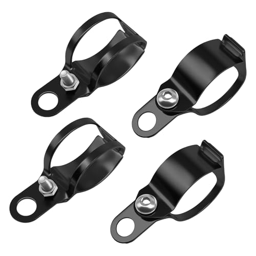 2 Pairs Motorcycle Turn Signal Mount Brackets, Fork Brackets, 30-45mm Metal Fork Relocation Clamp, Motorcycle Turn Indicator Light Bulb Lamp Mounting Clamp for Motorbike ATV Scooter (Black) - color: Black