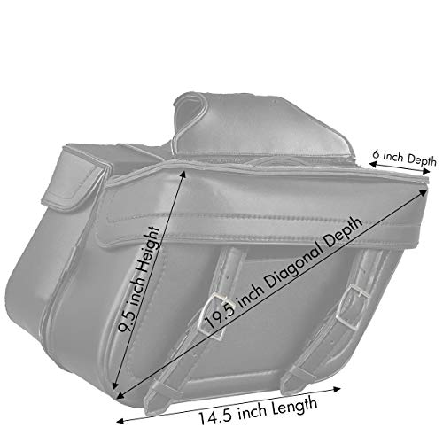 Milwaukee Leather PVC 2-Strap Throw-Over Easy Zip off and off Motorcycle Saddlebags - Medium - color: MP8325-BLACK, size: Medium