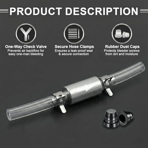 4 Pcs Brake Bleeder Hose One Way Check Valve Kit, Car Motorcycle One Man Brake System Bleeding Tools
