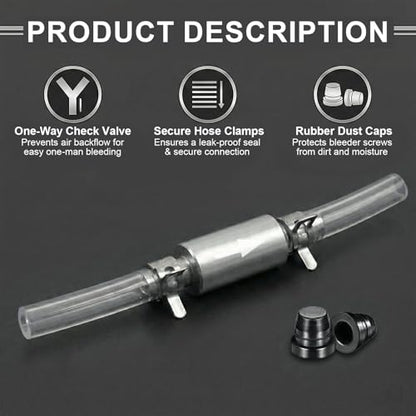 4 Pcs Brake Bleeder Hose One Way Check Valve Kit, Car Motorcycle One Man Brake System Bleeding Tools