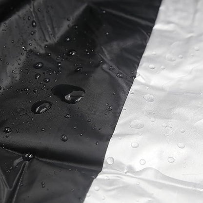 X AUTOHAUX XXL Motorcycle Cover Black Silver Tone Outdoor Waterproof Rain Dust Protector - size: XXL