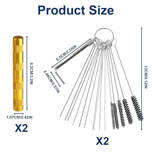 4 Pack Carburetor Cleaning Kit, Torch Tip Dirt Removal Set for Jets Nozzles Orifices, Throttle Body Tools for Chainsaw Motorcycle ATV Carb Welding Stove Shower Head Maintenance - style: 20 Needles & 10 Brushes & 2 Wrenchs & 2 Picks