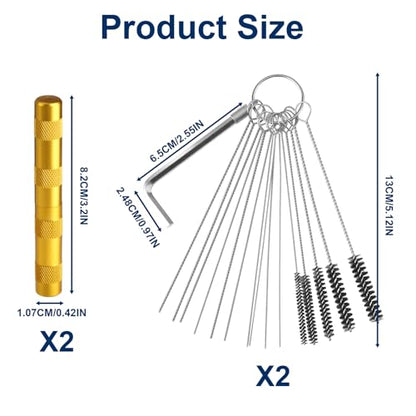 4 Pack Carburetor Cleaning Kit, Torch Tip Dirt Removal Set for Jets Nozzles Orifices, Throttle Body Tools for Chainsaw Motorcycle ATV Carb Welding Stove Shower Head Maintenance - style: 20 Needles & 10 Brushes & 2 Wrenchs & 2 Picks