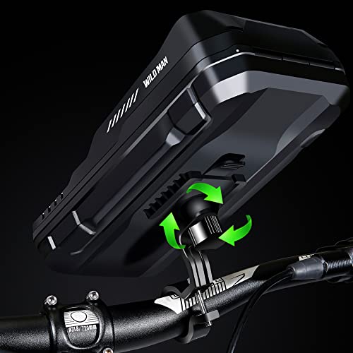 WILD MAN 0.6L 360° Rotation Quick Release Bike Phone Holder Type Bike Handlebar Bag with Touch Screen for Motorcycle Road Bike MTB Mountain Bicycle Cycling(Black,FK2)