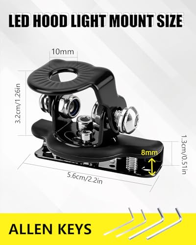 LED Light Bar Mounting Brackets, Universal Iron No-Drill Adjustable Ditch Light Mounts for SUV Truck Off Road Pod Light Clamp, 2PCS