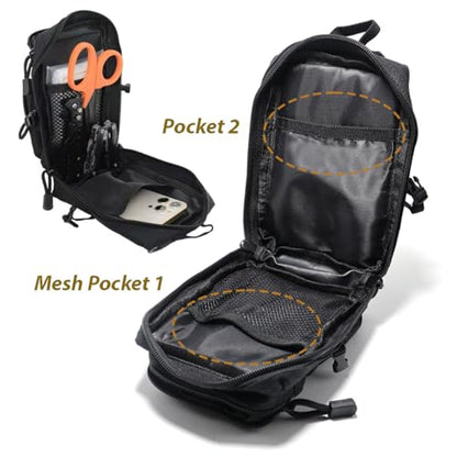 Tactical Molle Utility Pouch, Compact EDC Tool Pouch Bag Tactical Phone Pouches Medical EDC IFAK Pack Mini Waist Pouches - color: Black