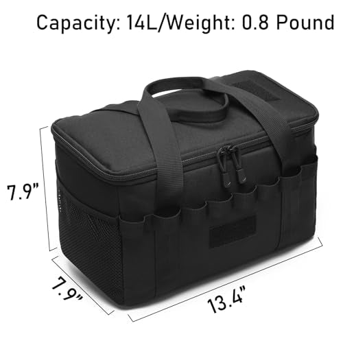 Tactical Camping Storage Bag 14L Tactical Utility Tote Bag Camping Cookware Organizer Trunk Organizer - color: Black
