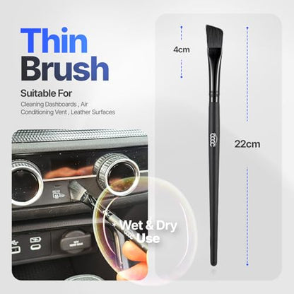 5 Pcs Car Detailing Brush Set – 2 Pcs Ultra-Soft for Delicate Leather, Screens & Trim, 2 Pcs Nylon for Wheels, Tires & Tough Dirt, 1 Pc Boar Hair for All-Purpose Interior & Exterior Detailing