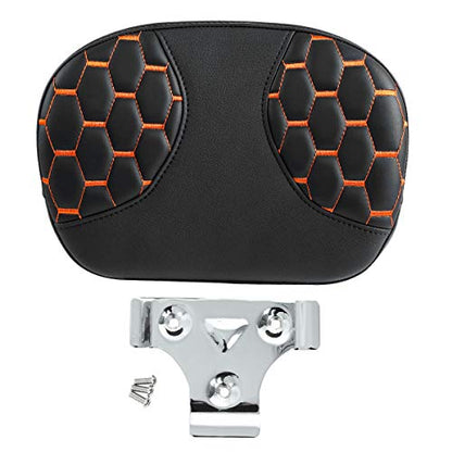 SLMOTO Detachable Leather Sissy Bar Backrest Passenger Pad Bracket Fits For Harley Touring Road King Electra 2014-2023, Brown Stitching - color: Oranger Passenger Backrest PAD