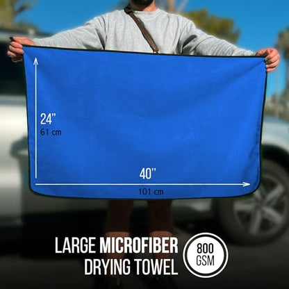 Extra Large Car Drying Towel - 800 GSM Premium Microfiber Drying Towels for Cars - Car Drying Towels Extra Large Super Absorbent, Professional XL Car Towel for Any Vehicle - 40x24, Blue - color: Blue