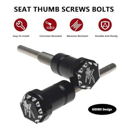 Seat Thumb Screws Bolts, Front Mount Screw Cap Compatible with Suzuki GSX1300R Hayabusa 2008-2024 (2 PCS,Black) - color: black, size: 2008-2024