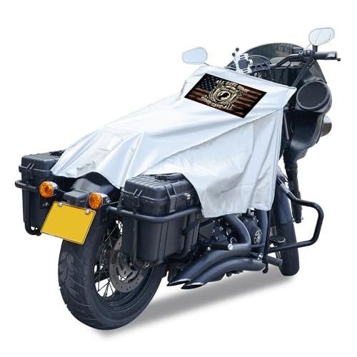 Motorcycle Seat Cover Sun Protection Cover Lightweight Half Covers Outdoor Sun Covers Dust UV Protection for Most Motorcycles Full Dress Touring Cruiser - Silver Style G, M - color: Silver-Style G, size: M
