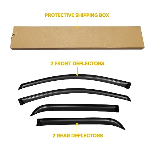 Window Visor for 2007-2016 GMC Acadia & Saturn Outlook 2007-2010, Out-Channel Rain Guards Shields Vent Deflector Shade Wind Dark Smoke, Outside-Mount, 4PCS - style: For 2007-2016 | GMC Acadia | Out-Channel