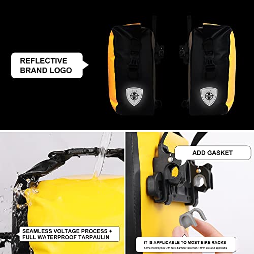 Rhinowalk Bike Pannier Bag 7L Waterproof Bicycle Rear Rack Bag With Shoulder Strap for Touring Cycling - color: Yellow