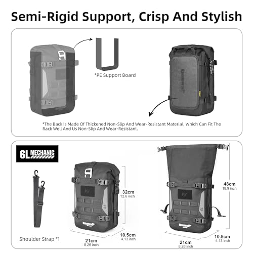 Motorcycle Crash Bar Bag 7L Waterproof Motorbike Side Pannier Bag with MOLLE System Tail Luggage for Adventure Touring Bikes Black 1pc - color: Black7L