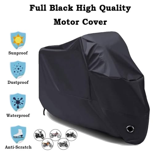 Motorcycle Cover for Honda NT1100 NT 1100, Heavy Duty Outdoor Waterproof Motorbike Rain Storage Shelter with Lock Holes Anti-UV Dustproof Breathable Black,L - size: Large