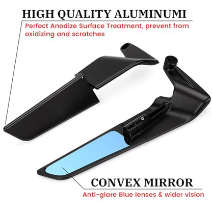 XINGWU Motorcycle Rearview Mirror Adjustable Rotating Stealth Wind Wing Side Mirror CNC Upgrade for 1290 Super Duke R Evo ABS Z650 Z900 Z1000 V4 S1000 Street Bike - size: CNC Upgraded T7075