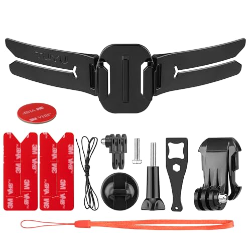 Helmet Chin Mount for Action Cameras, Universal GoPro Chin Mount with Straps, Compatible with GoPro Hero, Insta360, DJI Osmo Action, Motorcycle Full Face Helmets
