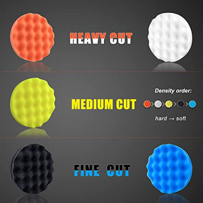 6 Inch Car Polishing & Buffing Sponge Pads Kit Wool Bonnet Pads for Household Electric Drill and Auto Polisher with 8mm M14 Drill Adapter for Washing Cleaning Waxing Dusting, 11PCS - size: 6 Inch