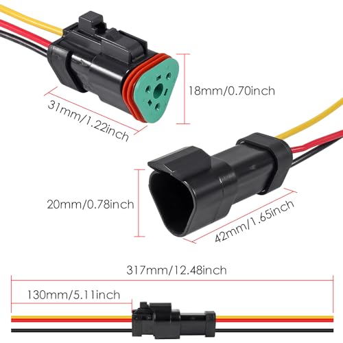 5Pcs 3 Pin DT Connector Car Electric Plug Connector Wire Harness Auto Waterproof Male Female Automotive Electrical Connector Auto Plug with 3 Wire for Car Truck Boat - size: 5pcs 3 pin DT