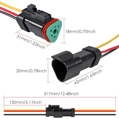 5Pcs 3 Pin DT Connector Car Electric Plug Connector Wire Harness Auto Waterproof Male Female Automotive Electrical Connector Auto Plug with 3 Wire for Car Truck Boat - size: 5pcs 3 pin DT