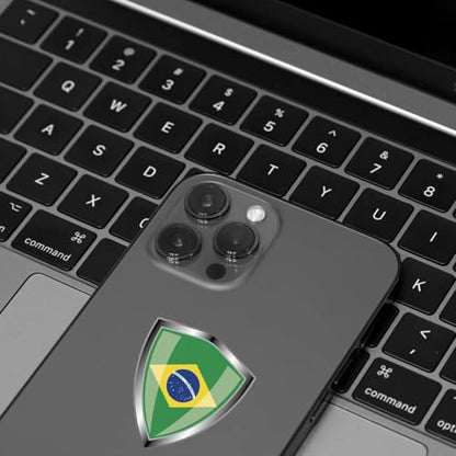 Brazil Flag Decal Sticker - Brazilian Flags Shield Shape Reflective Vinyl Car Stickers - for Car Window Bumper Laptop Waterproof Sticker (5Pcs) - color: Brazil