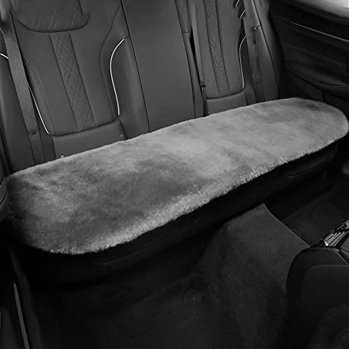 IRIWOOL Genuine Sheepskin Auto Seat Pad, Australian Soft Wool Seat Cover Breathable and Sweat-Wicking Universal Fit (Front seat Cushion 2pcs & Rear seat Cushion 1pc, Gray) - color: Gray, size: 3 Piece Set