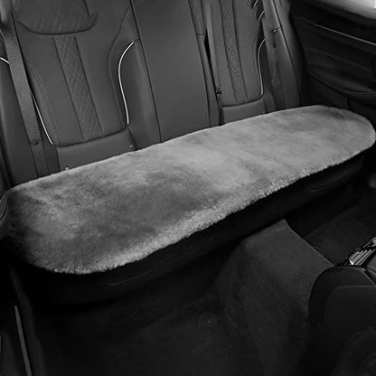 IRIWOOL Genuine Sheepskin Auto Seat Pad, Australian Soft Wool Seat Cover Breathable and Sweat-Wicking Universal Fit (Front seat Cushion 2pcs & Rear seat Cushion 1pc, Gray) - color: Gray, size: 3 Piece Set
