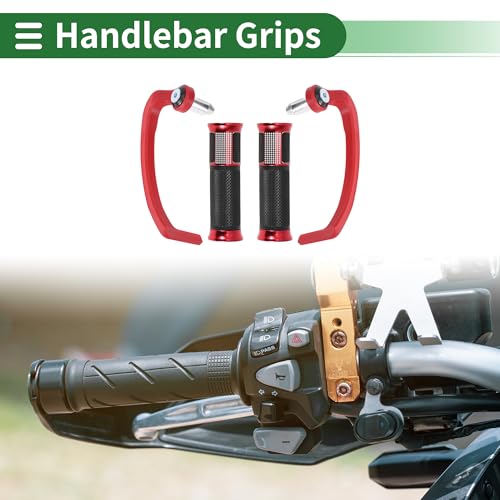 7/8" 22mm 15/16" 24mm Motorcycle Hand Grips Cover Kit Aluminum Alloy Rubber Handlebar End Grips Red 1 Set - color: Red