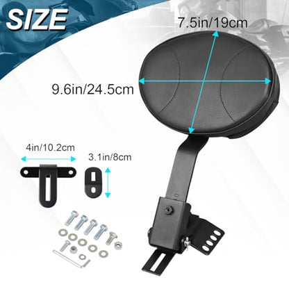 Adjustable Plug-in Rider Backrest Driver Backrest Custom Compatible With for 1997-2026 Harley Touring Road King Street Glide Road Glide Electra Glide With Removable Back Pocket - size: Double Line Style (Black)