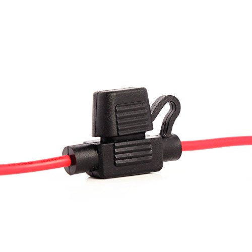 Car Inline Blade Fuse Holder Box In-Line AWG Wire Copper Waterproof Medium Size Black + Red (5PCS)