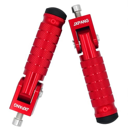 Universal Motorcycle Bicycle Folding Passenger Foot Pegs M8 Rearsets Rear Set Footrests Footpeg Foot Rest Peg Pedals For Bike Install Hole 8mm (Red) - color: Red