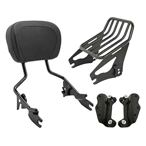 TCT-MOTORPARTS Black Sissy Bar Upright Passenger Backrest w/Pad Docking Hardware Kits Luggage Rack Fit for Harley Touring Models 2009-2013 - color: Black #3(2009-2013)