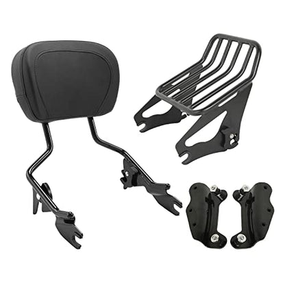 TCT-MOTORPARTS Black Sissy Bar Upright Passenger Backrest w/Pad Docking Hardware Kits Luggage Rack Fit for Harley Touring Models 2009-2013 - color: Black #3(2009-2013)