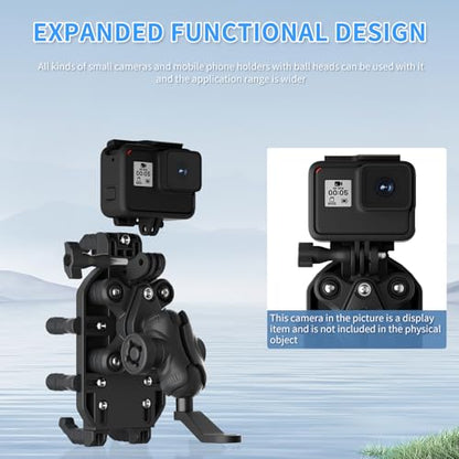 Motorcycle Rearview Mirror Phone Holder, 8-Claw Heavy Duty Thick Phone Mount Compatible with iPhone 15/14/13 Pro Max, Samsung Galaxy S23/S22 Ultra, Gopro Camera - color: Rearview Mirror Mount