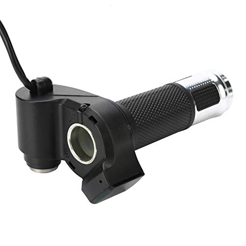 Bike Throttle Grip LCD Screen Twist Throttle Accelerator Handle Grips with Cable and Key Knock for Electric Bicycle Skateboard(Silver)