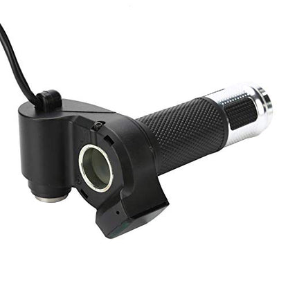 Bike Throttle Grip LCD Screen Twist Throttle Accelerator Handle Grips with Cable and Key Knock for Electric Bicycle Skateboard(Silver)