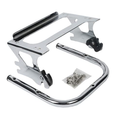 TCMT King Motorcycle Trunk Backrest Pad Two Up Mounting Rack Fit For Harley Touring 1997-2008 Electra Glide Road Glide Street Glide Pack - color: No Speaker Holes: Style B Chrome Rack